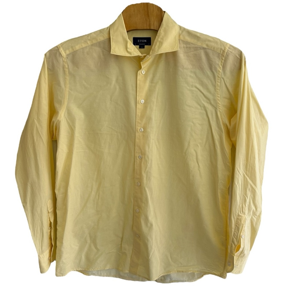 Eton Men's Yellow Long Sleep Button Down Shirt Sz XXL